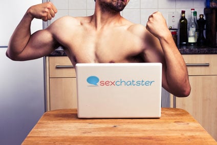 man flexing on webcam chat